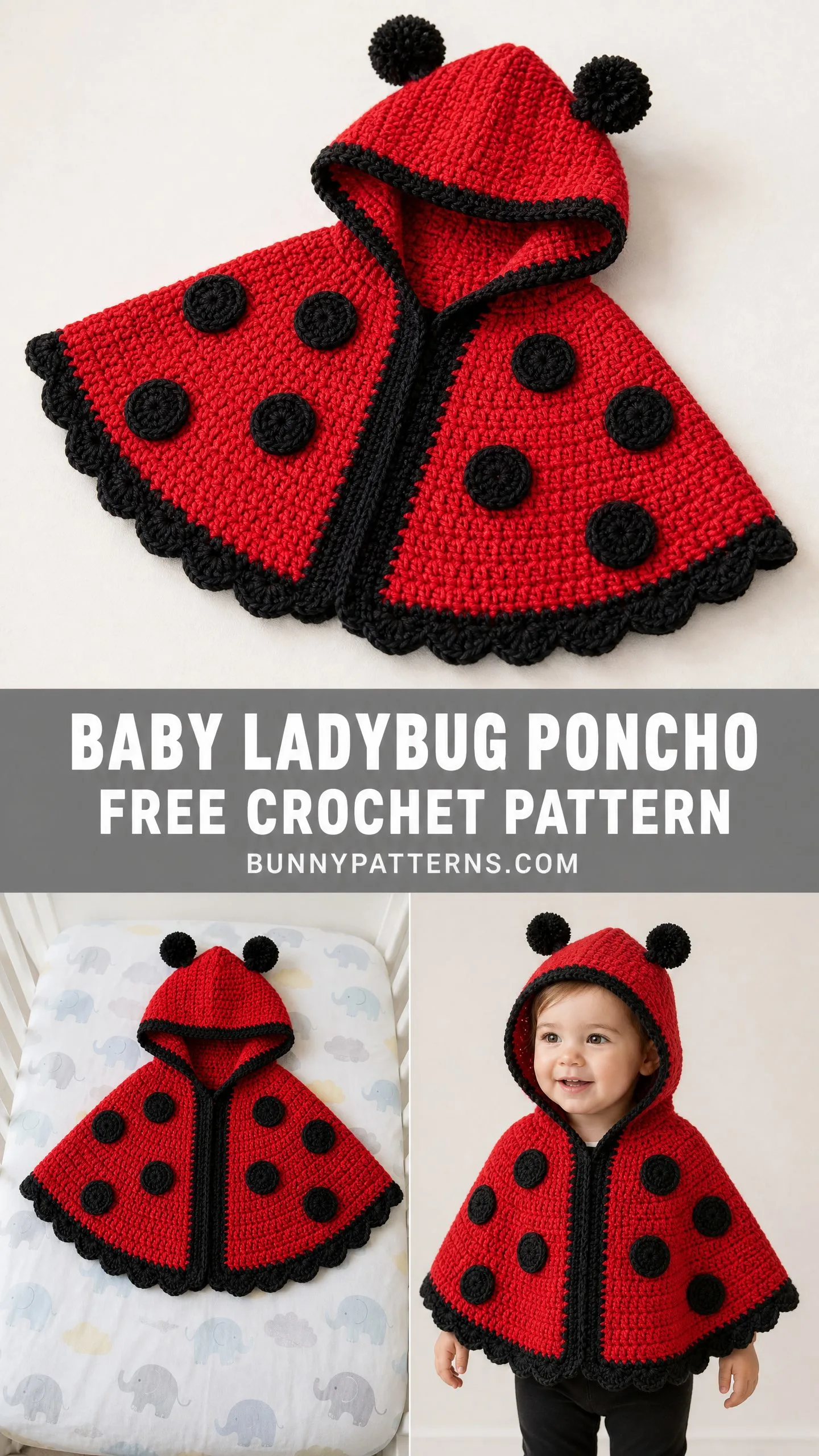 Baby Ladybug Poncho Free Crochet Pattern