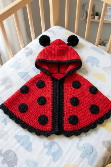 Baby Ladybug Poncho Free Crochet Pattern