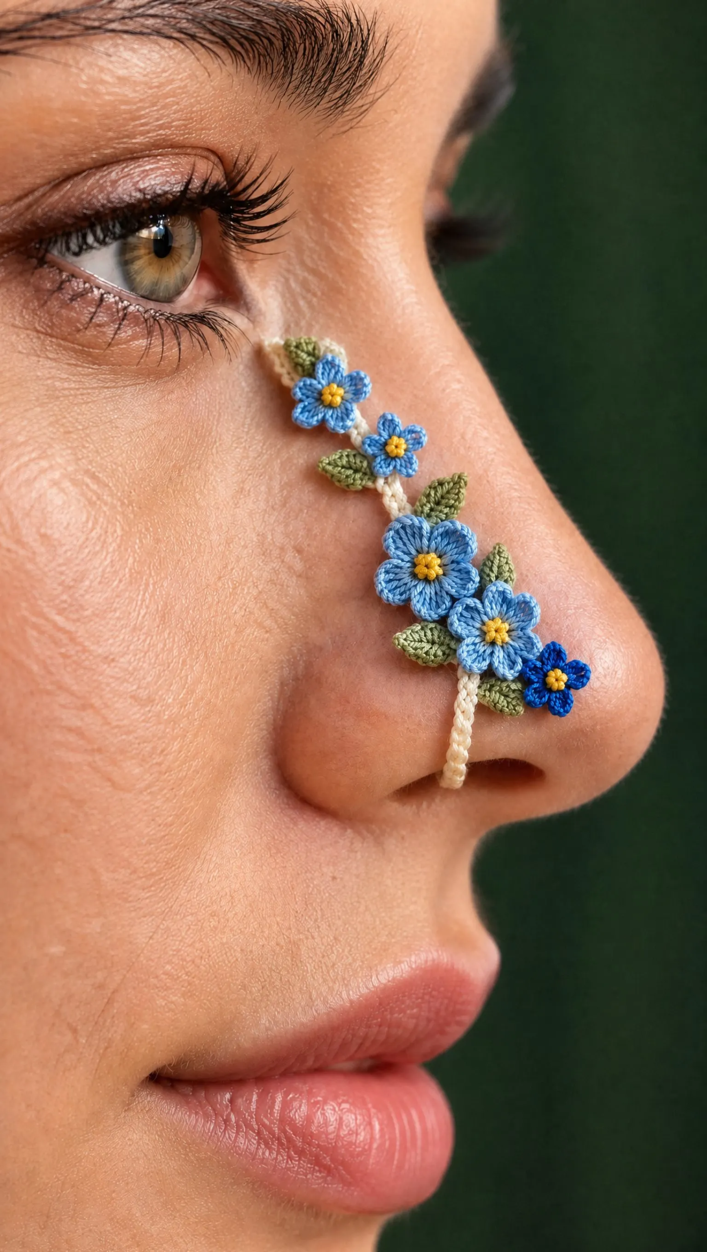 Blue Forget-Me-Not Nose Cuff Crochet Pattern