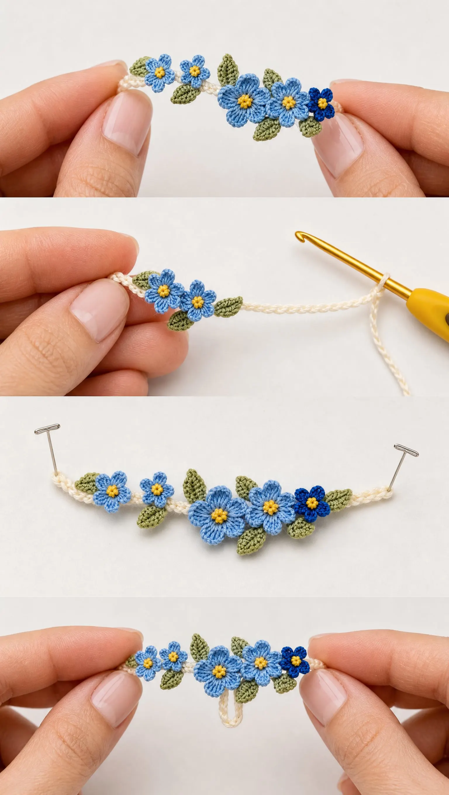 Blue Forget-Me-Not Nose Cuff Crochet Pattern