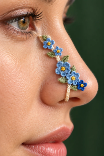 Blue Forget-Me-Not Nose Cuff Crochet Pattern