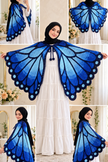 Blue Morpho Butterfly Cape Crochet Pattern