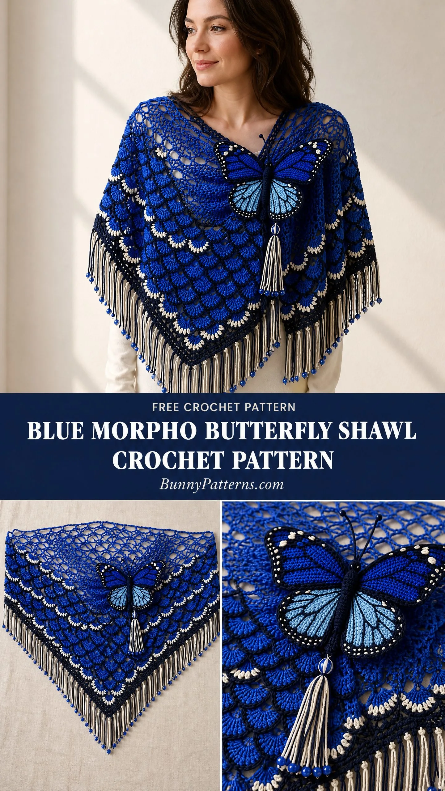 Blue Morpho Butterfly Shawl Crochet Pattern