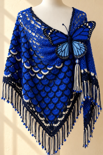 Blue Morpho Butterfly Shawl Crochet Pattern