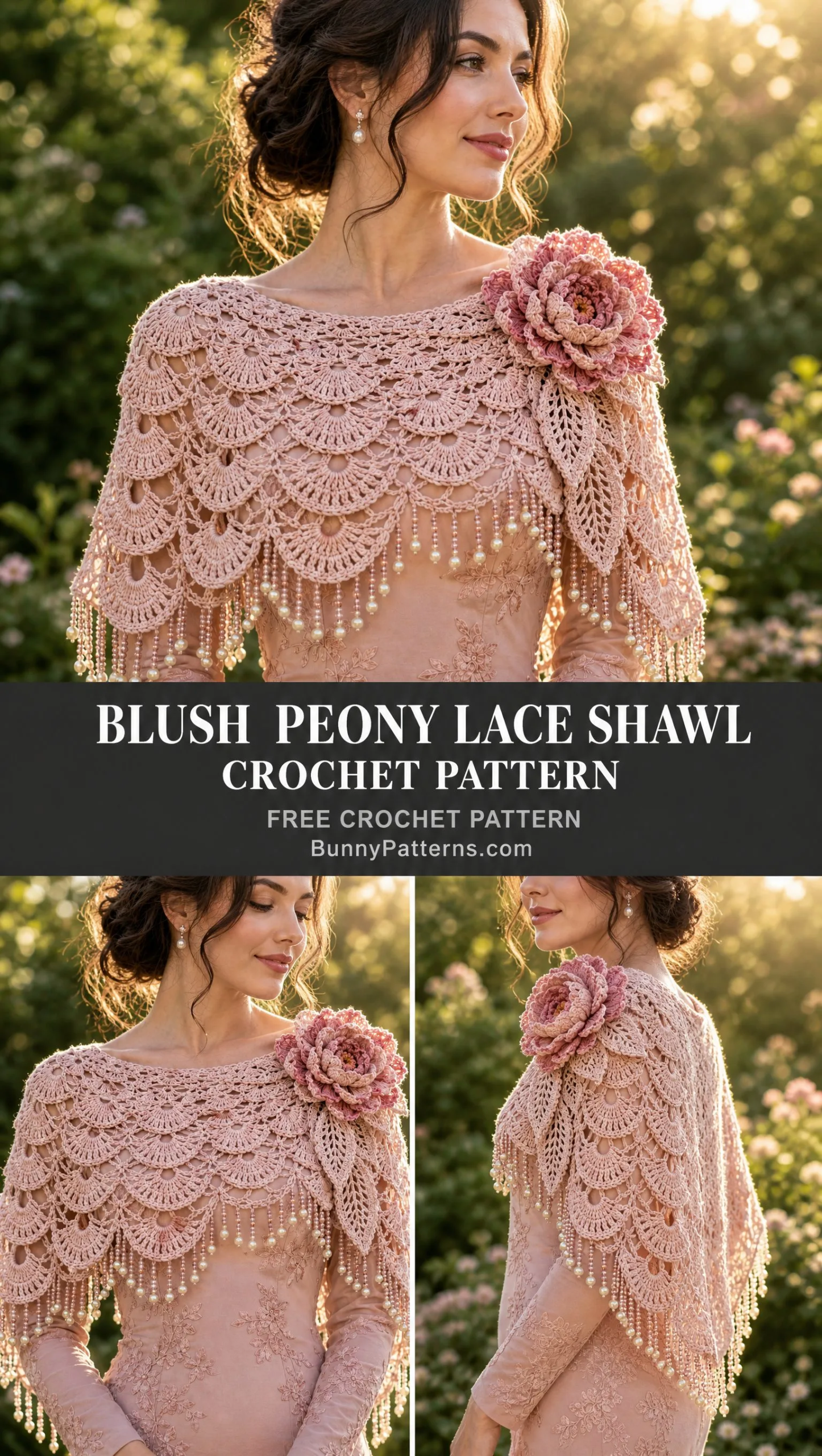 Blush Peony Lace Shawl Crochet Pattern