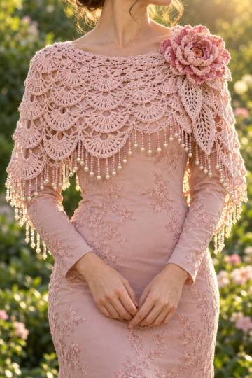 Blush Peony Lace Shawl Crochet Pattern