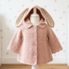 Blush Pink Bunny Ear Hooded Coat Free Crochet Pattern