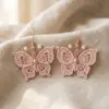Blush Pink Butterfly Lace Earrings Free Crochet Pattern