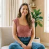 Blush Pink Cable Heart Crop Top Free Crochet Pattern