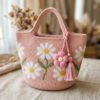 Blush Pink Daisy Crochet Tote Free Pattern