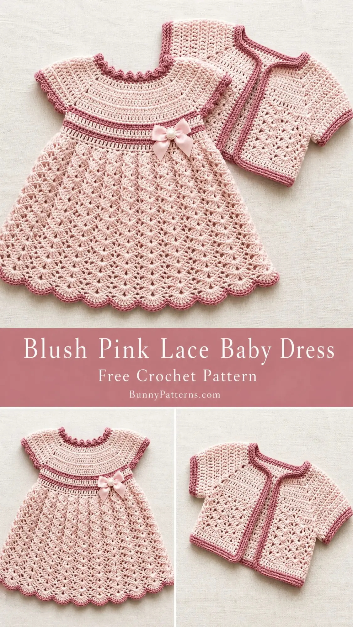 Blush Pink Lace Baby Dress Free Crochet Pattern