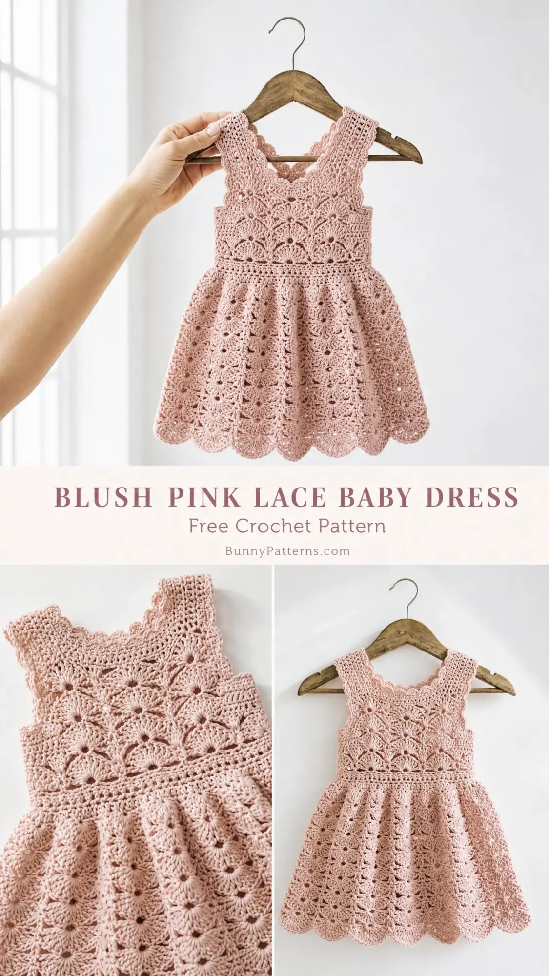Blush Pink Lace Baby Dress Free Crochet Pattern