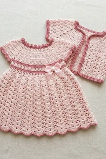 Blush Pink Lace Baby Dress Free Crochet Pattern