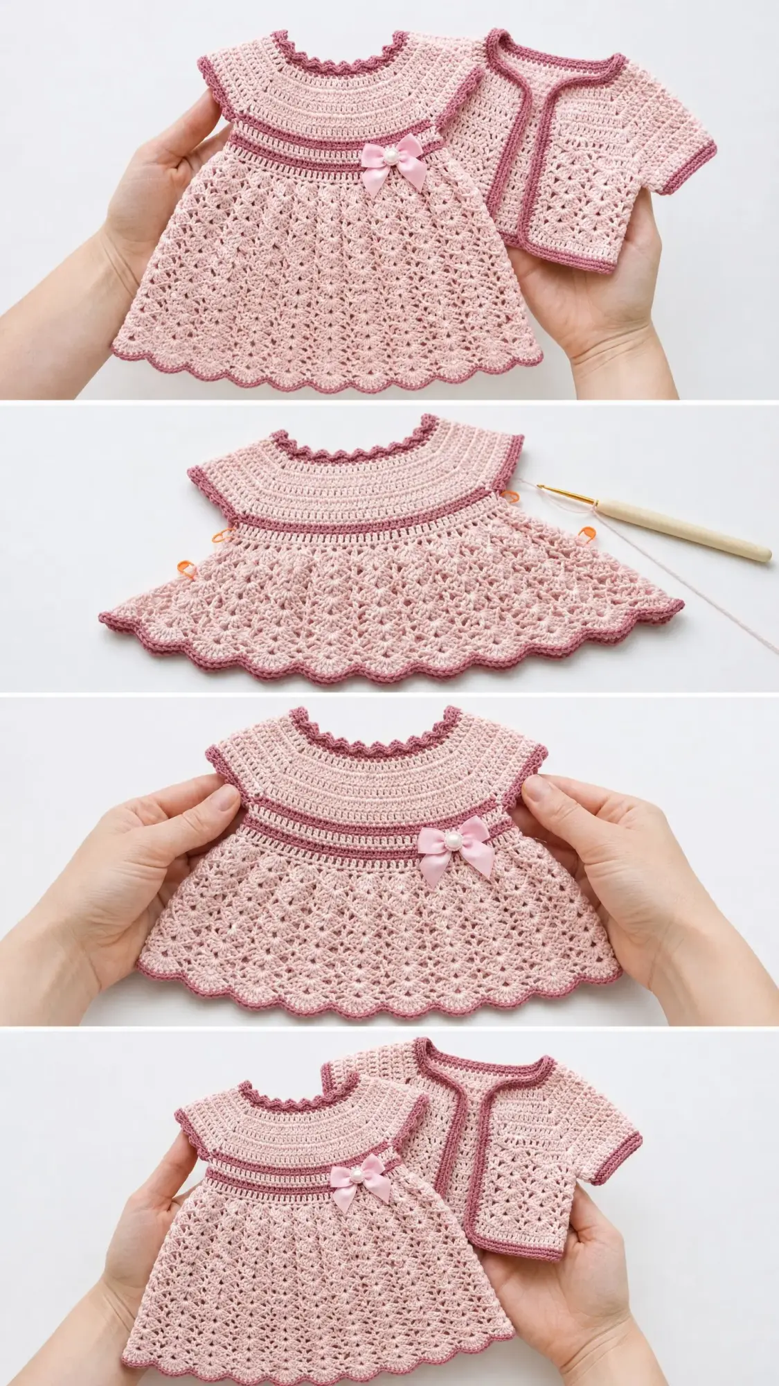 Blush Pink Lace Baby Dress Free Crochet Pattern