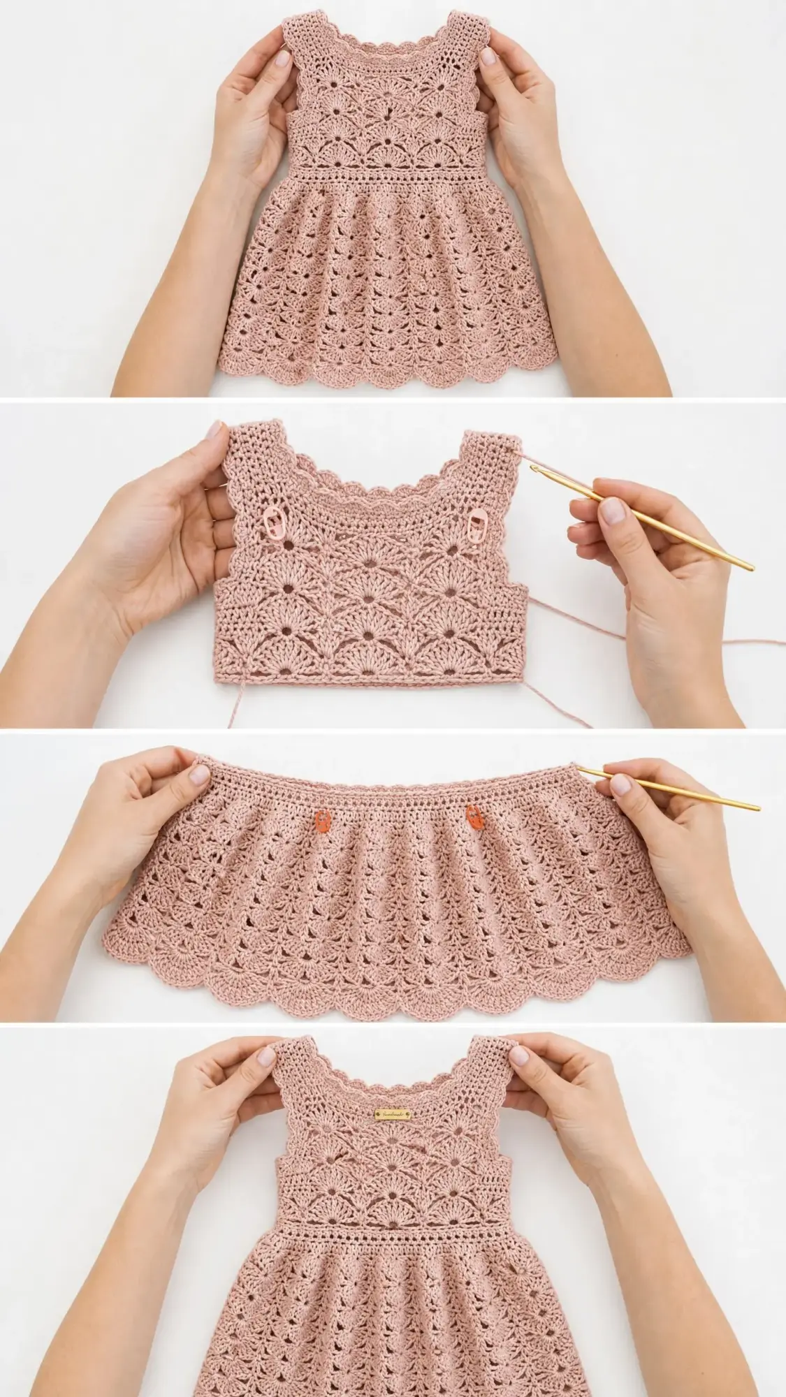 Blush Pink Lace Baby Dress Free Crochet Pattern