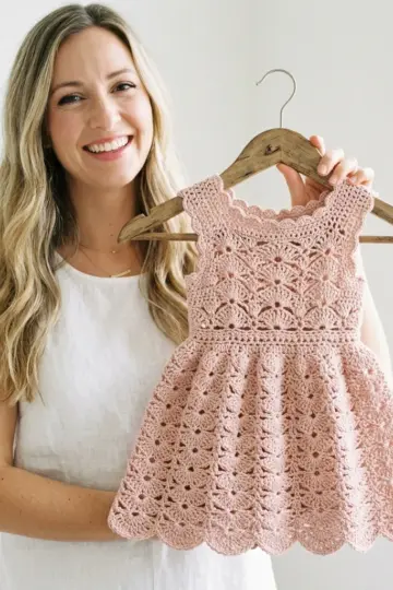 Blush Pink Lace Baby Dress Free Crochet Pattern