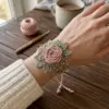 Blush Pink Rose Vine Bracelet Free Crochet Pattern