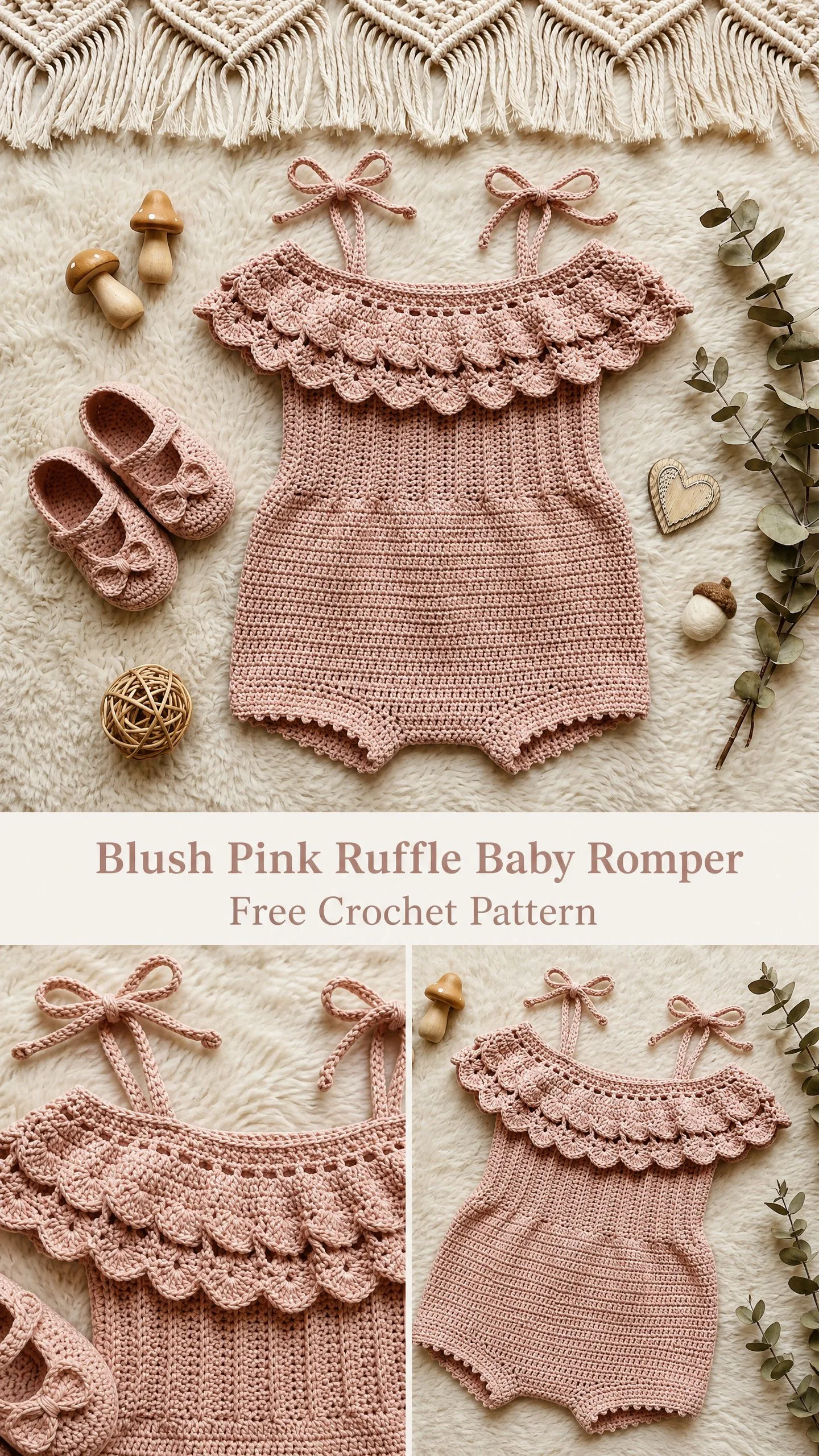 Blush Pink Ruffle Baby Romper Free Crochet Pattern
