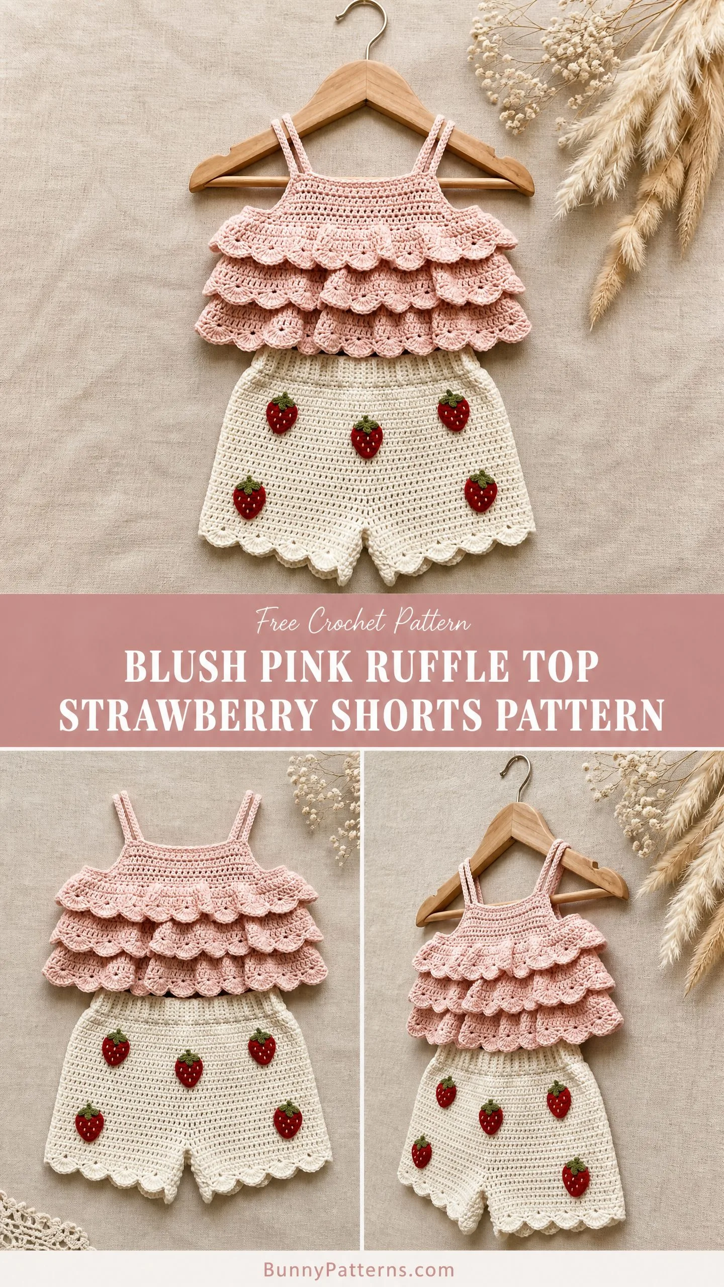 Blush Pink Ruffle Top & Strawberry Shorts Pattern