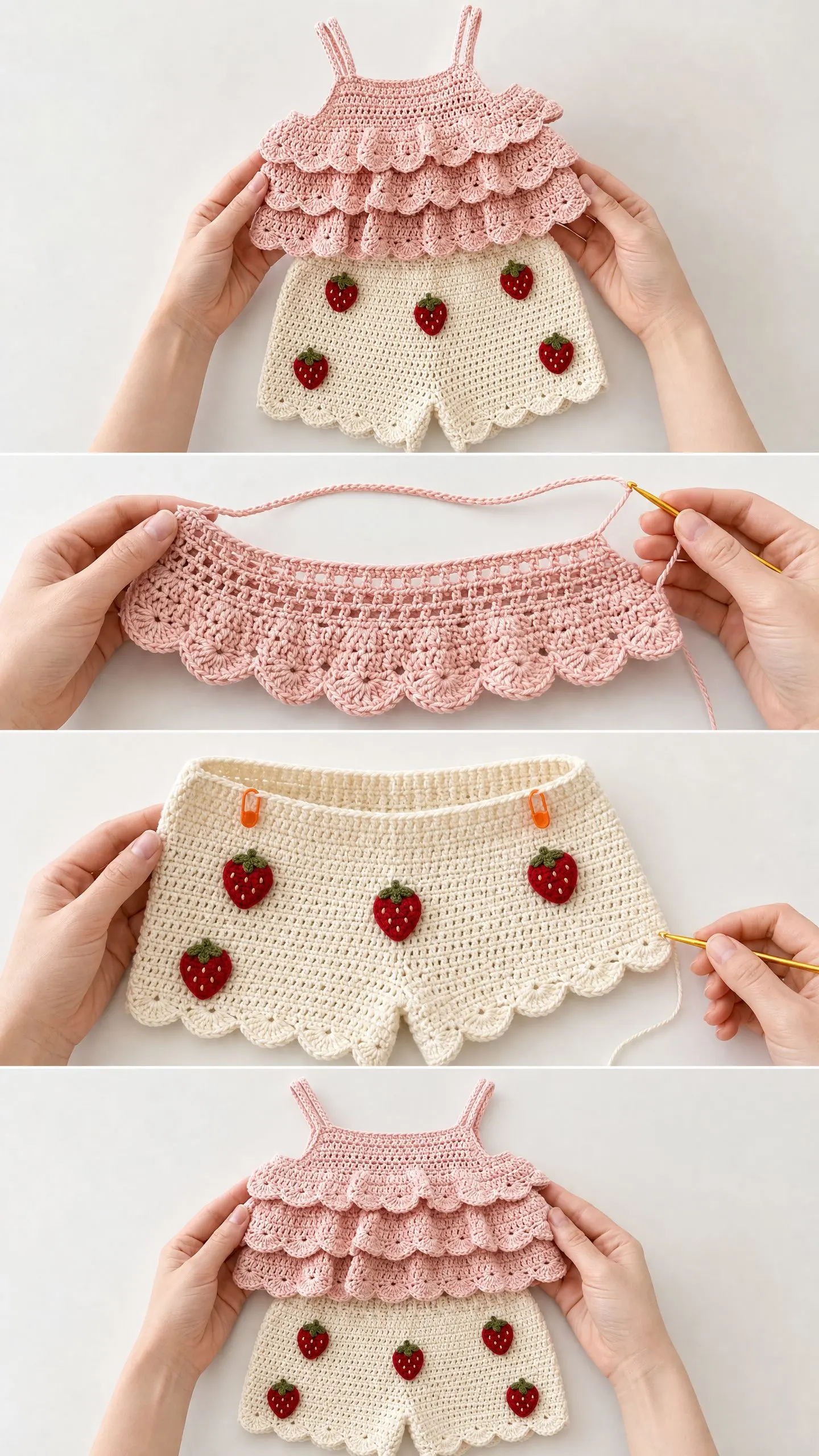 Blush Pink Ruffle Top & Strawberry Shorts Pattern