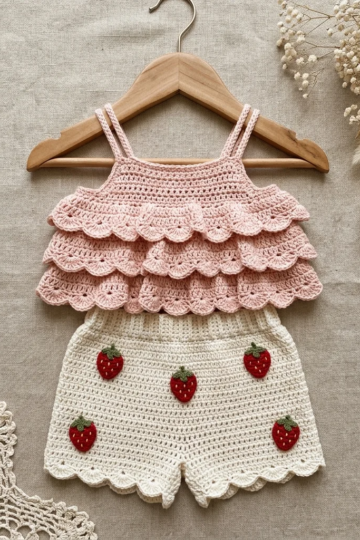 Blush Pink Ruffle Top & Strawberry Shorts Pattern