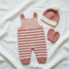 Blush Pink Striped Baby Romper Set Free Crochet Pattern