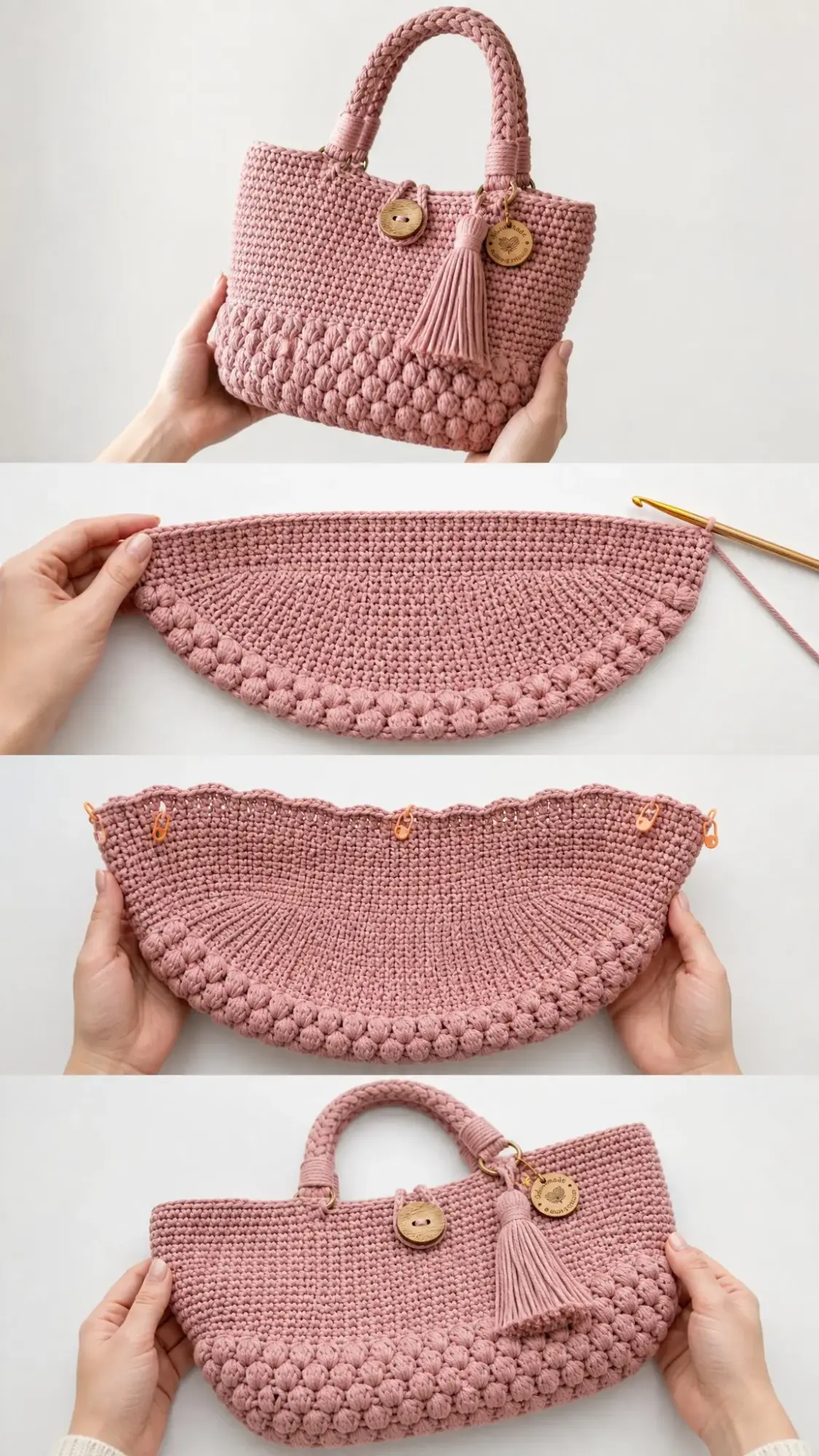 Blush Pink Tassel Tote Free Crochet Pattern