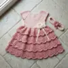 Blush Pink Tiered Baby Dress Free Crochet Pattern