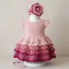 Blush Pink Tiered Baby Dress Free Crochet Pattern