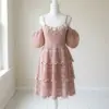 Blush Pink Tiered Lace Puff Sleeve Dress Free Crochet Pattern