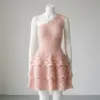 Blush Pink Tiered Ruffle One-Shoulder Dress Crochet Pattern