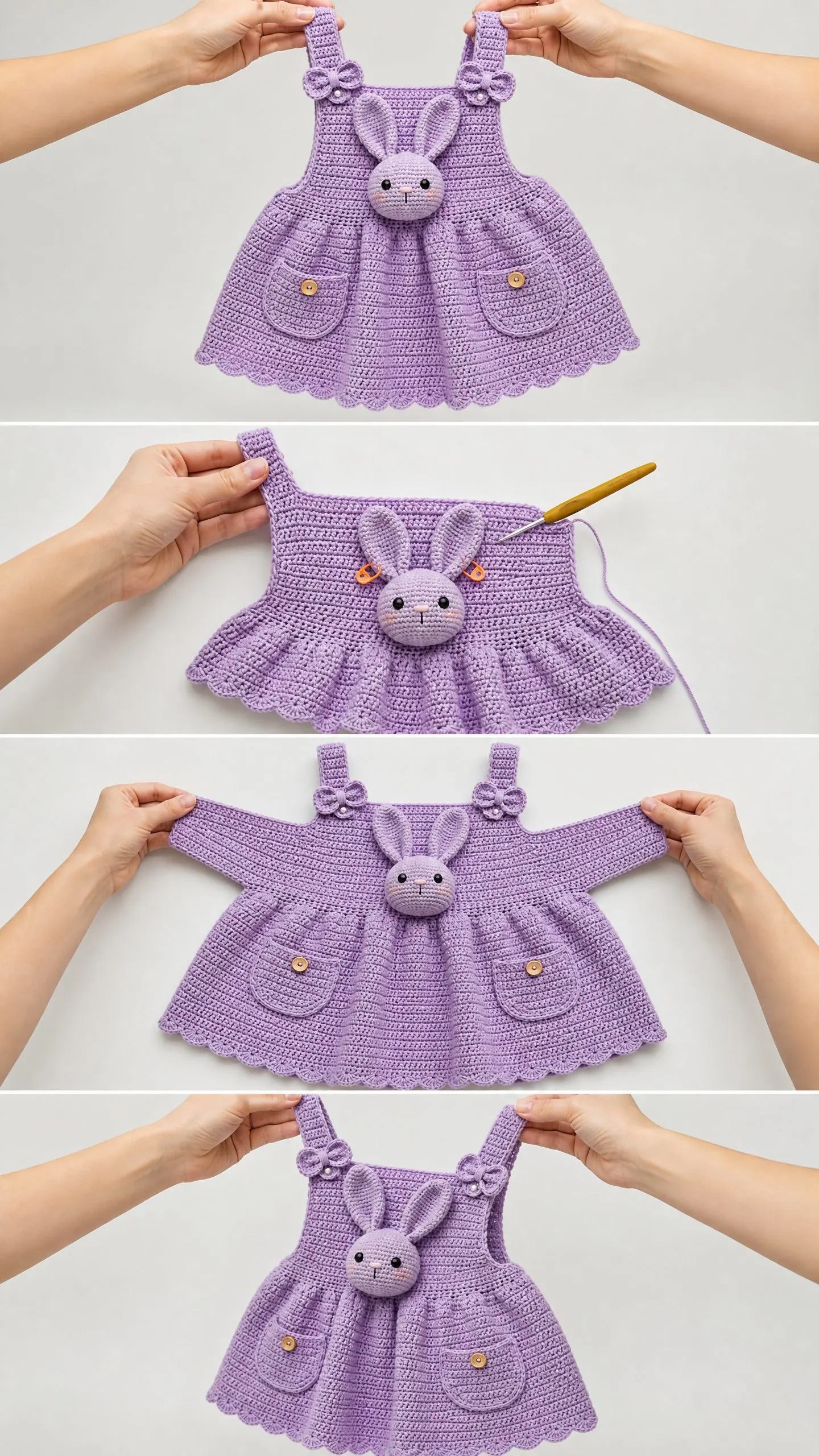 Bunny Pinafore Toddler Dress Free Crochet Pattern