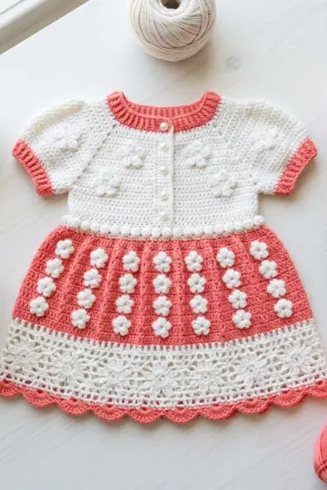 Coral Bloom Baby Dress Free Crochet Pattern