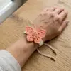Coral Peach Butterfly Wrist Cuff Free Crochet Pattern