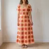 Coral Sunset Granny Square Maxi Dress Free Crochet Pattern
