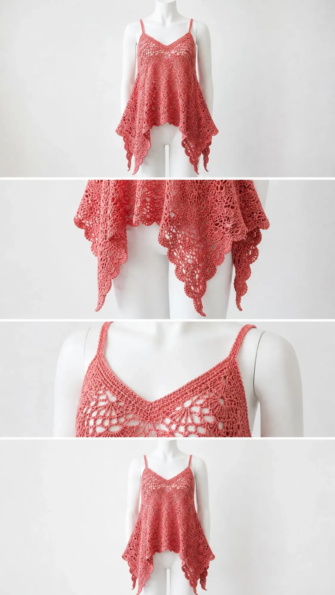 Coral Sunset Lacy Tank Top Free Crochet Pattern