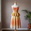 Coral Sunset Peplum Dress Free Crochet Pattern
