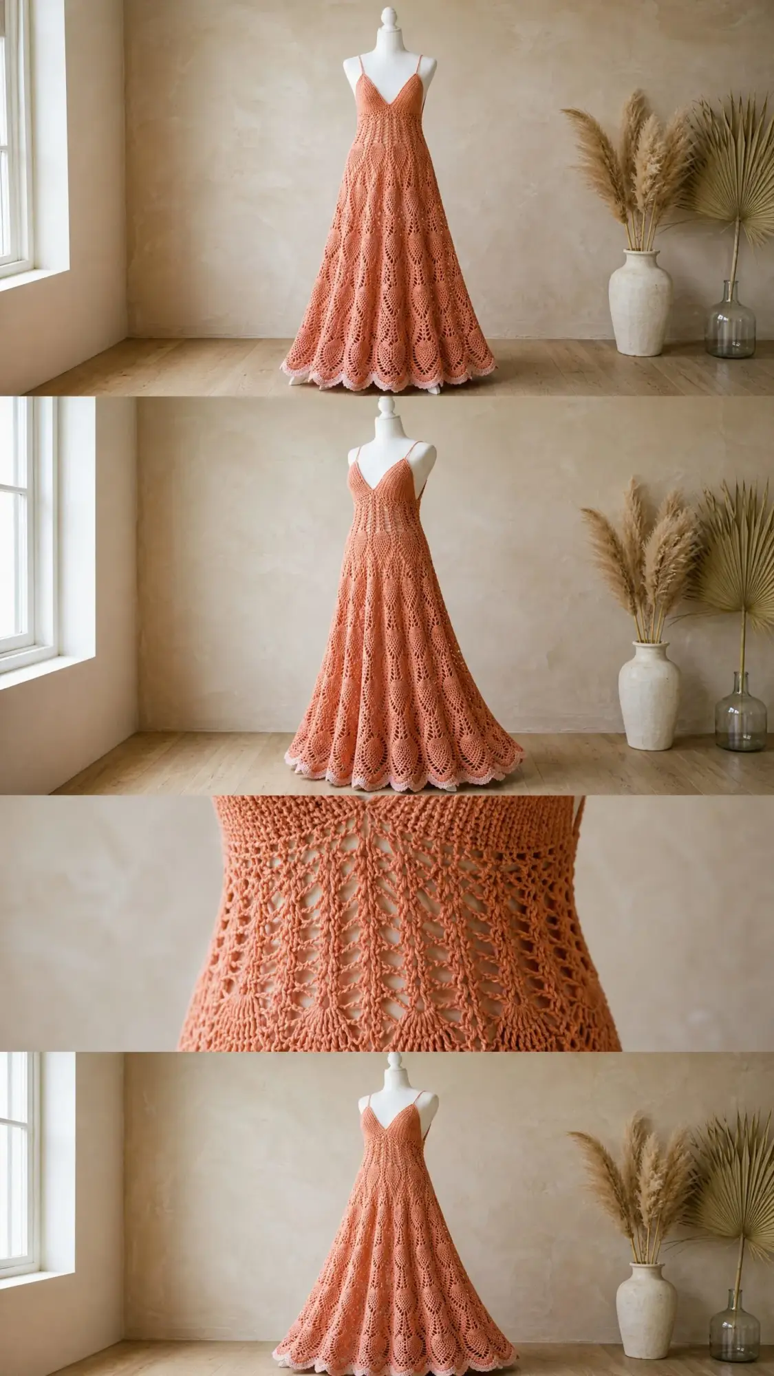 Coral Sunset Pineapple Lace Maxi Free Crochet Pattern