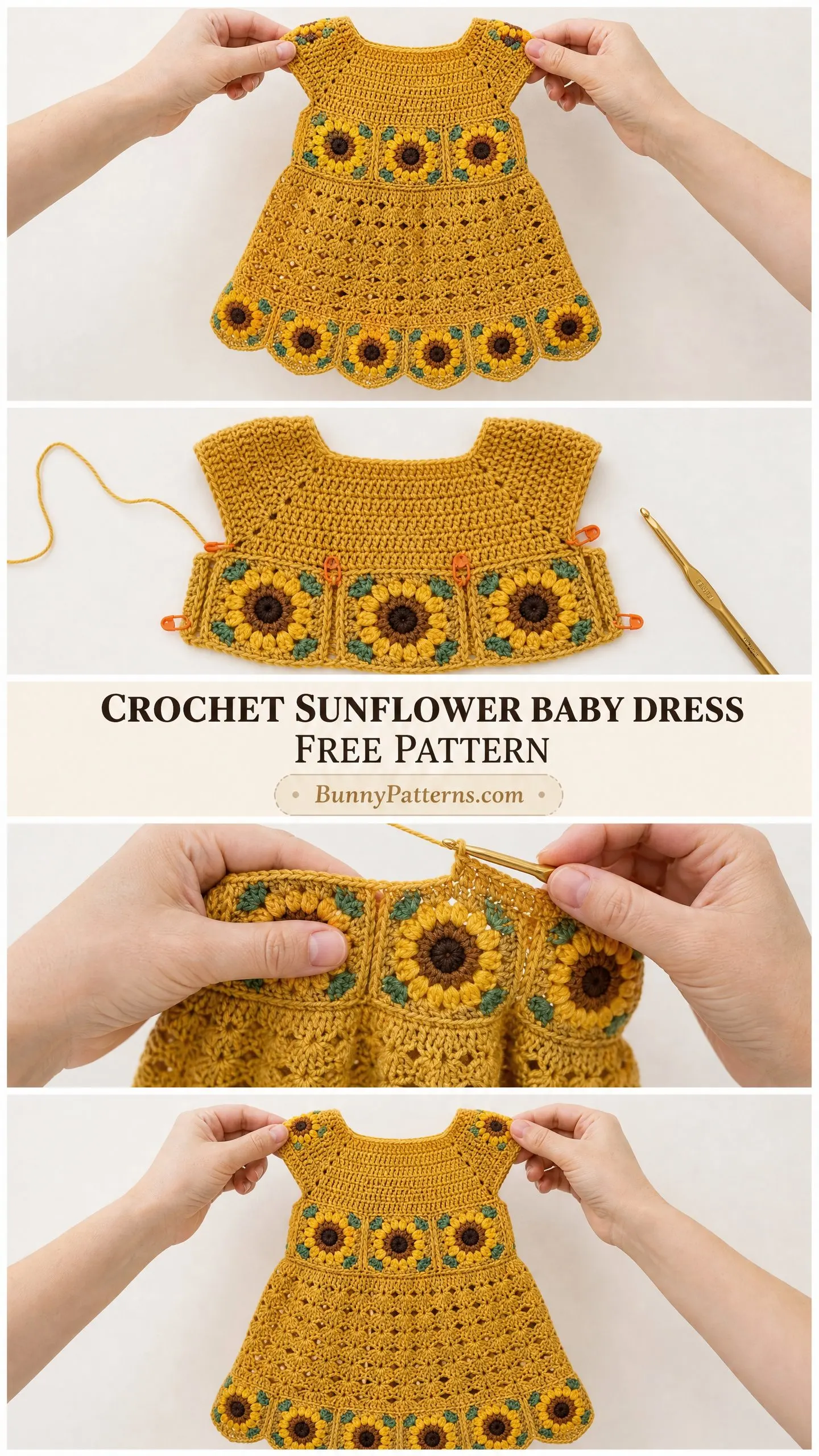 Crochet Sunflower Baby Dress Free Pattern