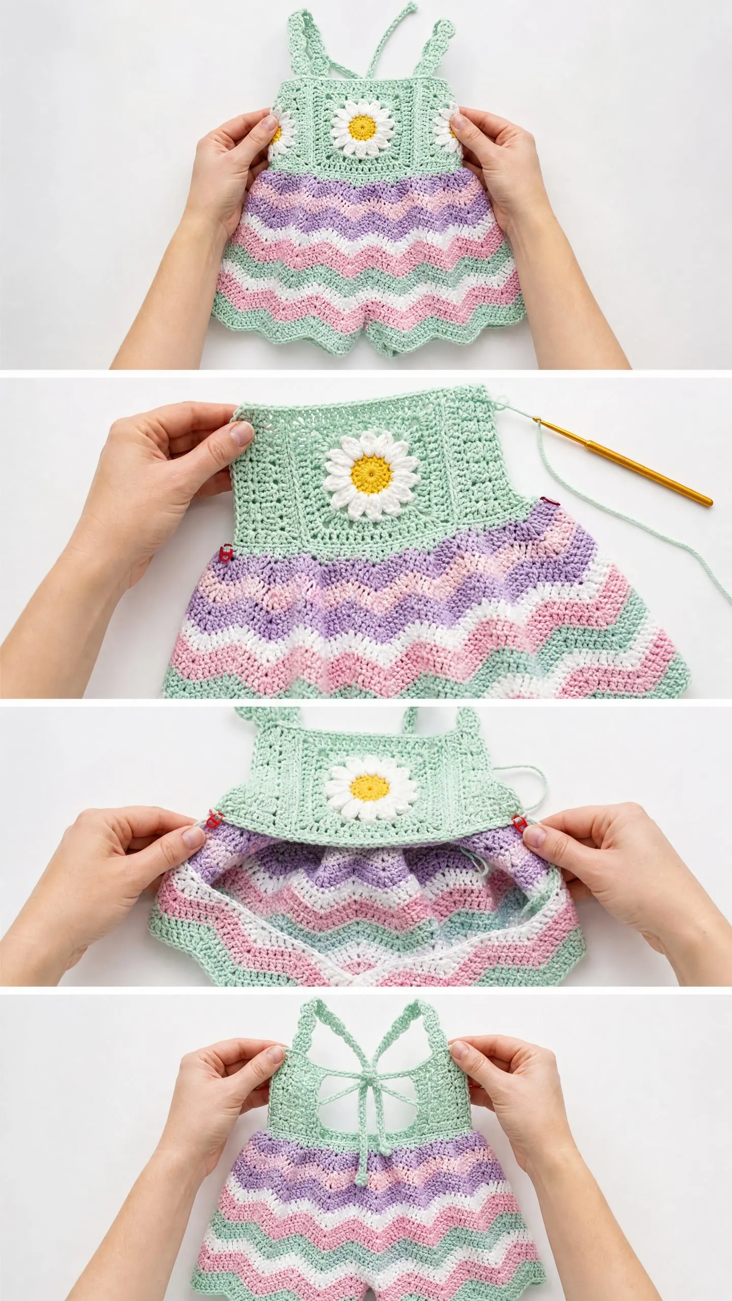 Daisy Garden Baby Romper Free Crochet Pattern