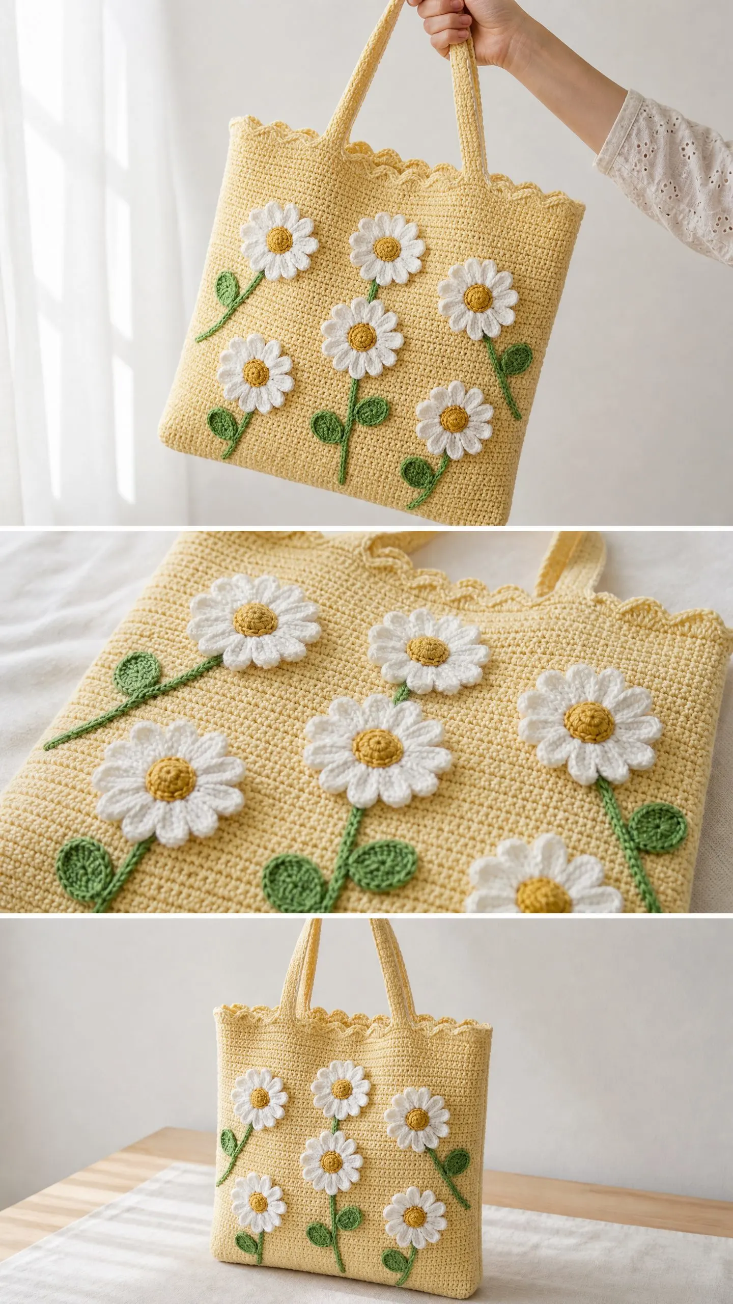 Daisy Meadow Crochet Tote Free Pattern