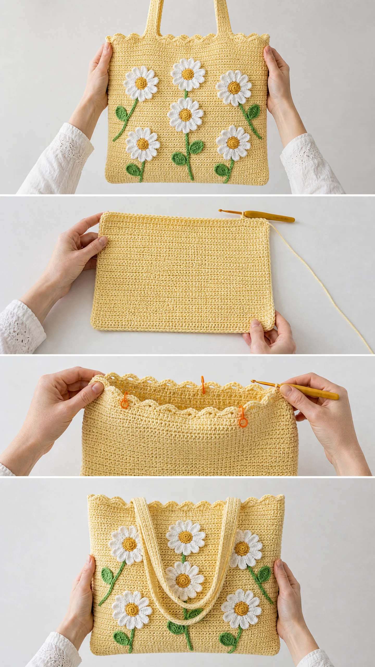 Daisy Meadow Crochet Tote Free Pattern