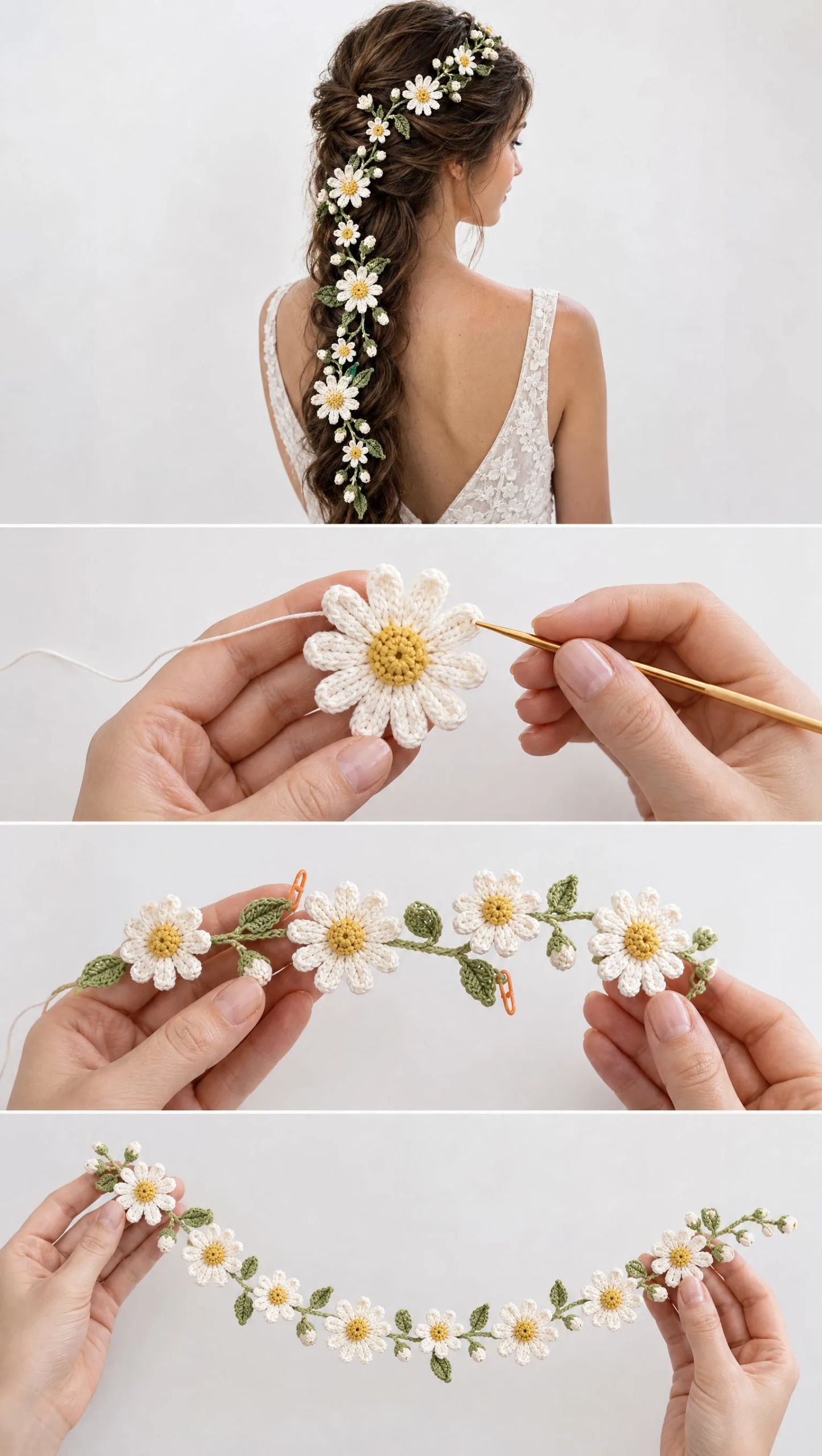 Daisy Meadow Hair Vine Crochet Pattern