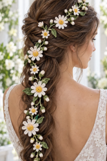 Daisy Meadow Hair Vine Crochet Pattern
