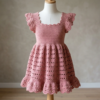 Dusty Rose Babydoll Crochet Dress Free Pattern