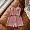 Dusty Rose Belted Crochet Romper Free Crochet Pattern