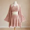 Dusty Rose Boho Crochet Three-Piece Set Free Pattern