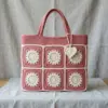 Dusty Rose Floral Granny Square Tote Free Crochet Pattern