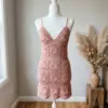 Dusty Rose Granny Square Mini Dress Free Crochet Pattern
