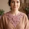Dusty Rose Pearl Lace Collar Free Crochet Pattern